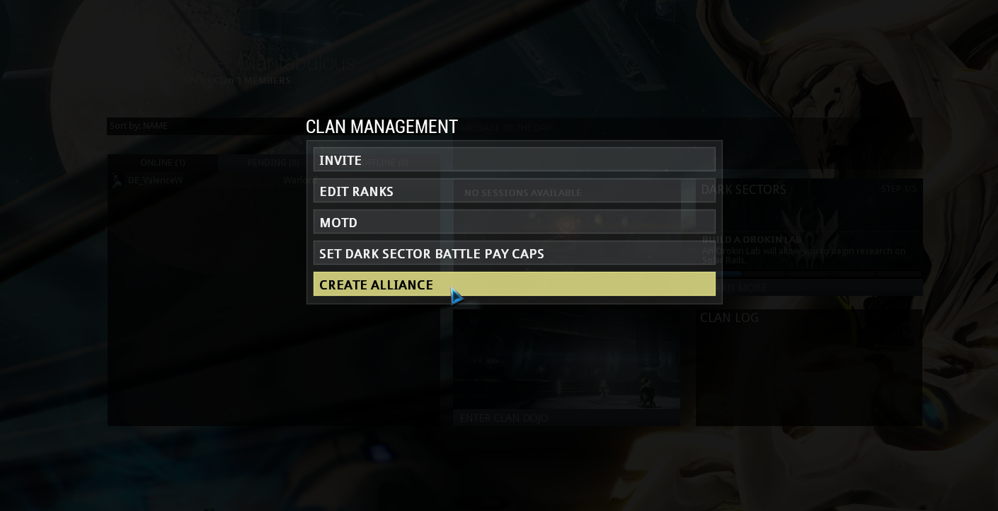 Creating Or Quitting A Clan Or Alliance Warframe Support - 
